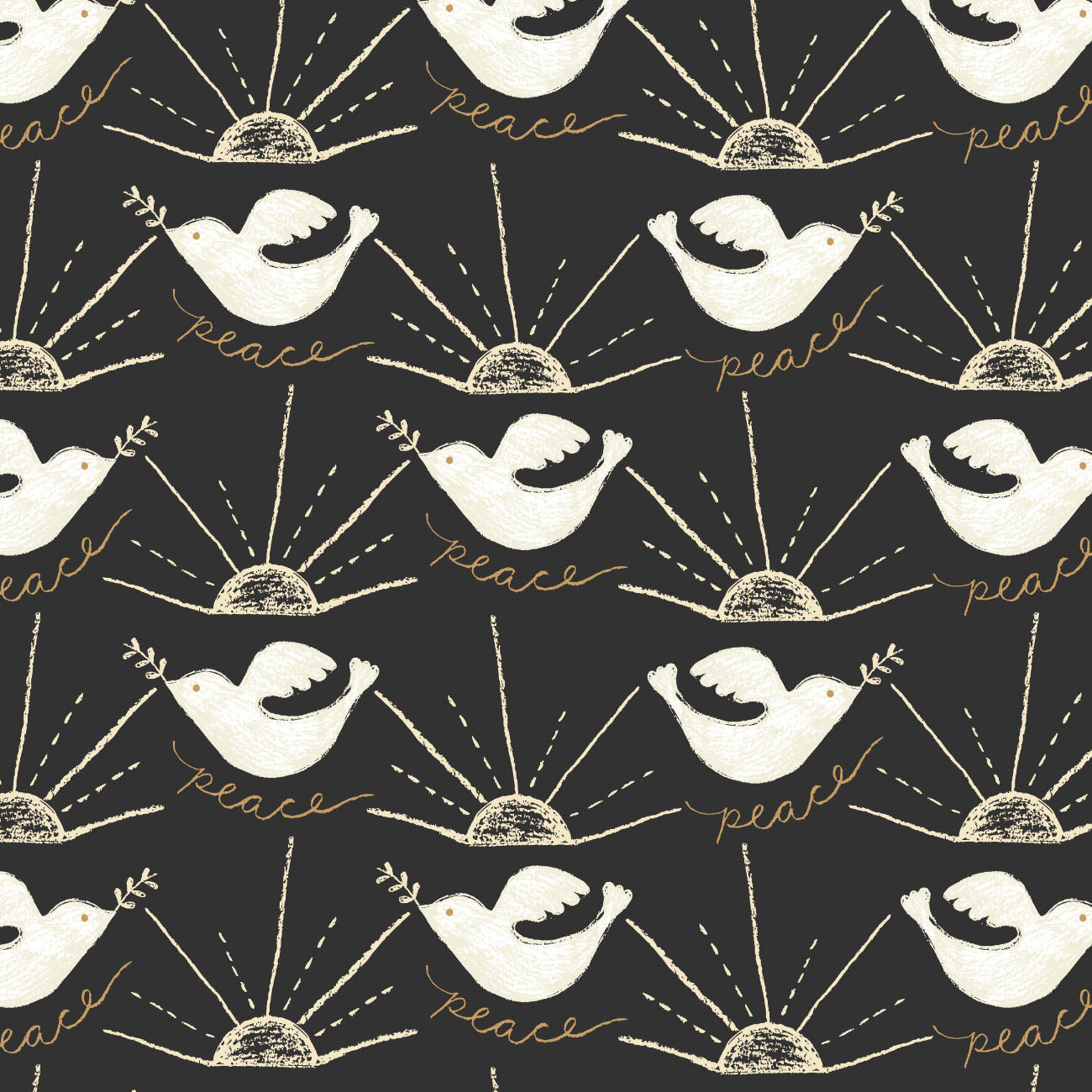 Reflections Collection - Doves - Black - Cotton 30220601-02