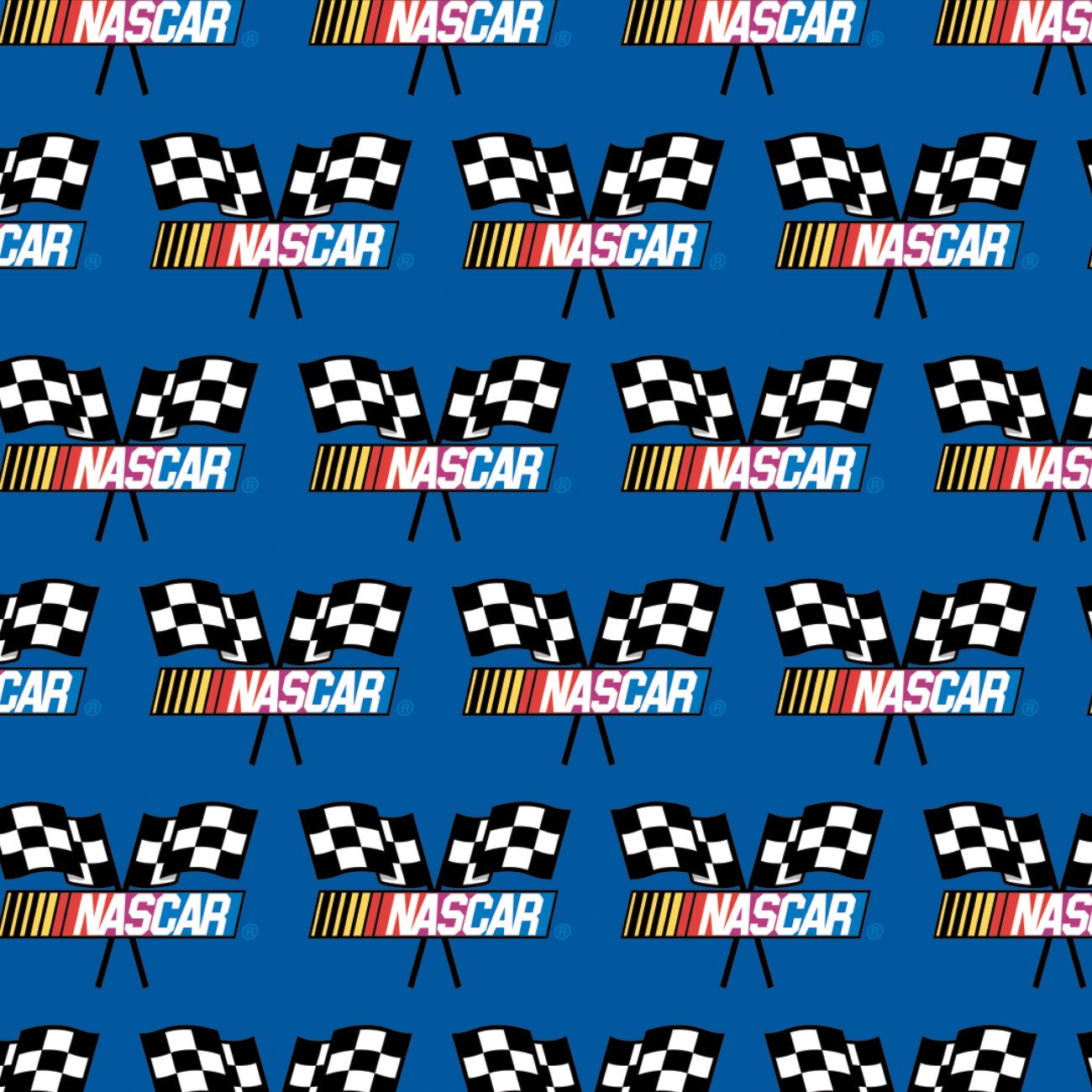 NASCAR - Checkered Flag - Printed Fleece by NASCAR- Blue