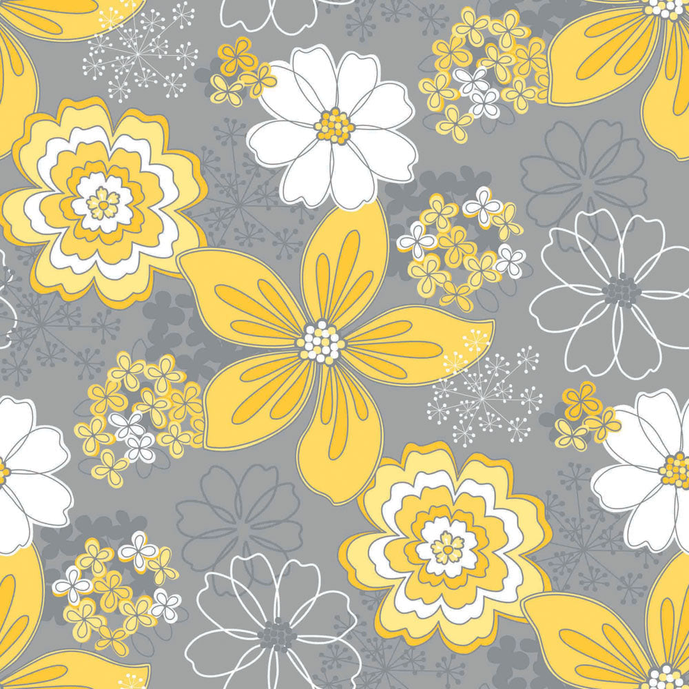 EMMA & MILA - Yellow Matters  - Floral - Grey - Cotton