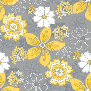 EMMA & MILA - Yellow Matters  - Floral - Grey - Cotton