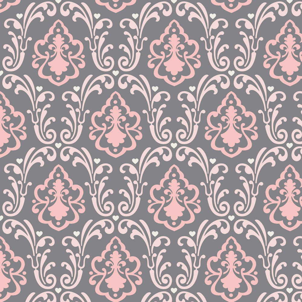 With Love Collection -Jackie McFee -Divine Damask- Grey - Cotton