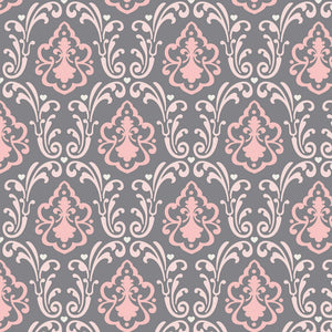 With Love Collection -Jackie McFee -Divine Damask- Grey - Cotton