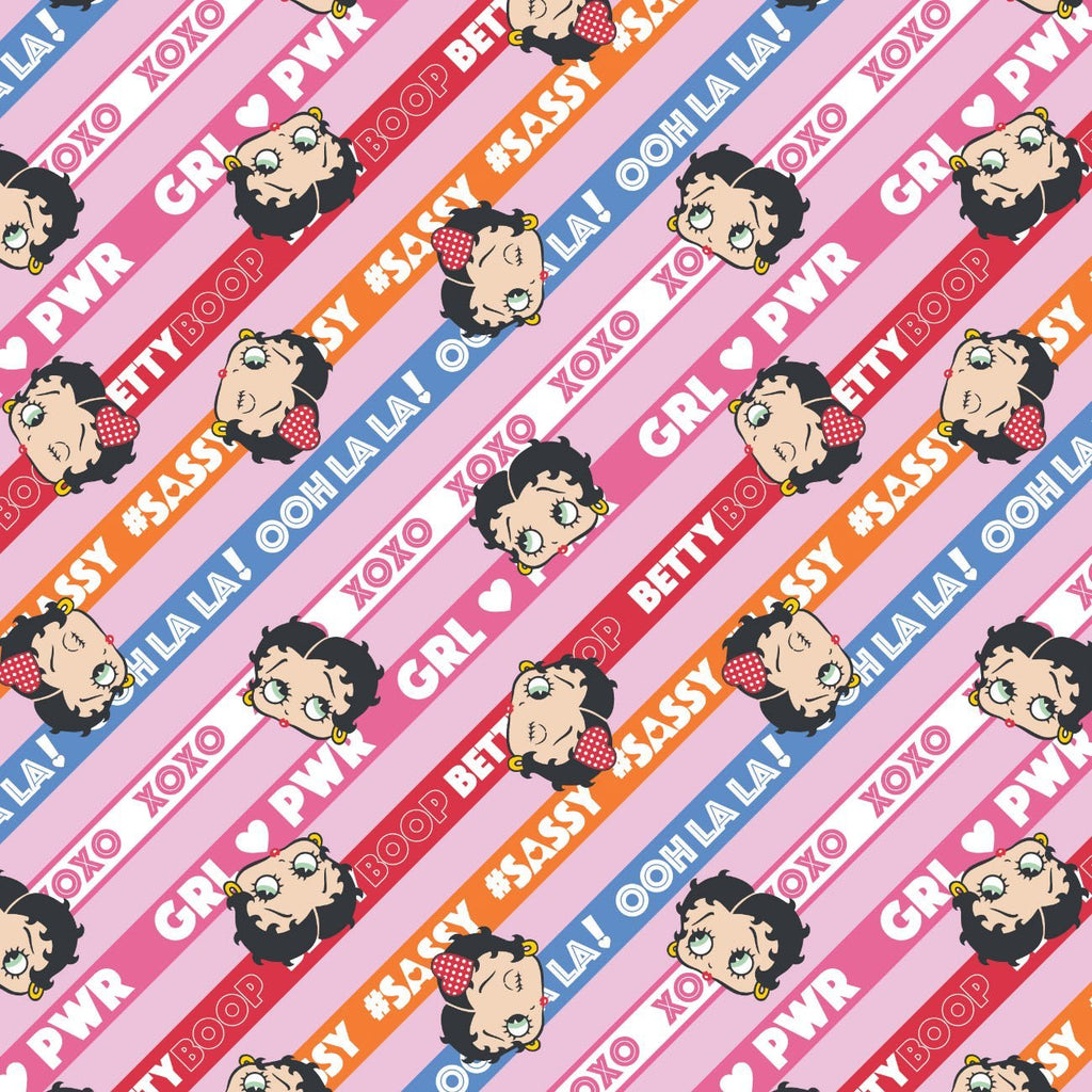 Betty Boop Collection III - Betty Girl Power Stripe - Cotton - Pink –  Camelot Fabrics®