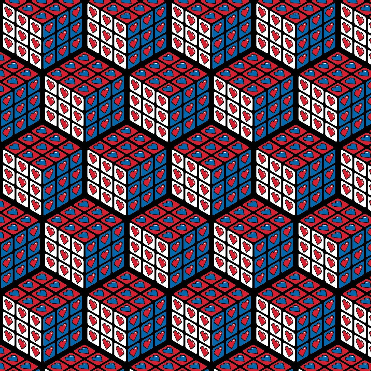 Rubiks 2 Collection - Cubes avec des cœurs - Rouge