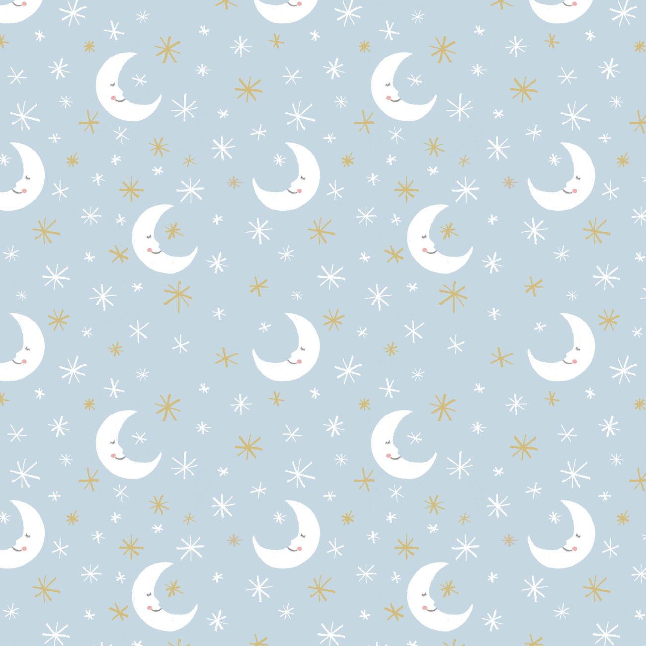 Twinkle Twinkle Little Star Collection - Moonlight - Light Blue - Cotton