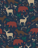 Printed Flannel-Woodland Wildlife Flannel-Navy-100% Cotton-50221001B-02