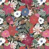 Winter Spirit Collection - Frosted Florals Minky - Black - Minky