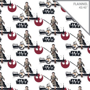 STAR WARS VII - REY & BB8 - Printed Flannel by Star Wars- White