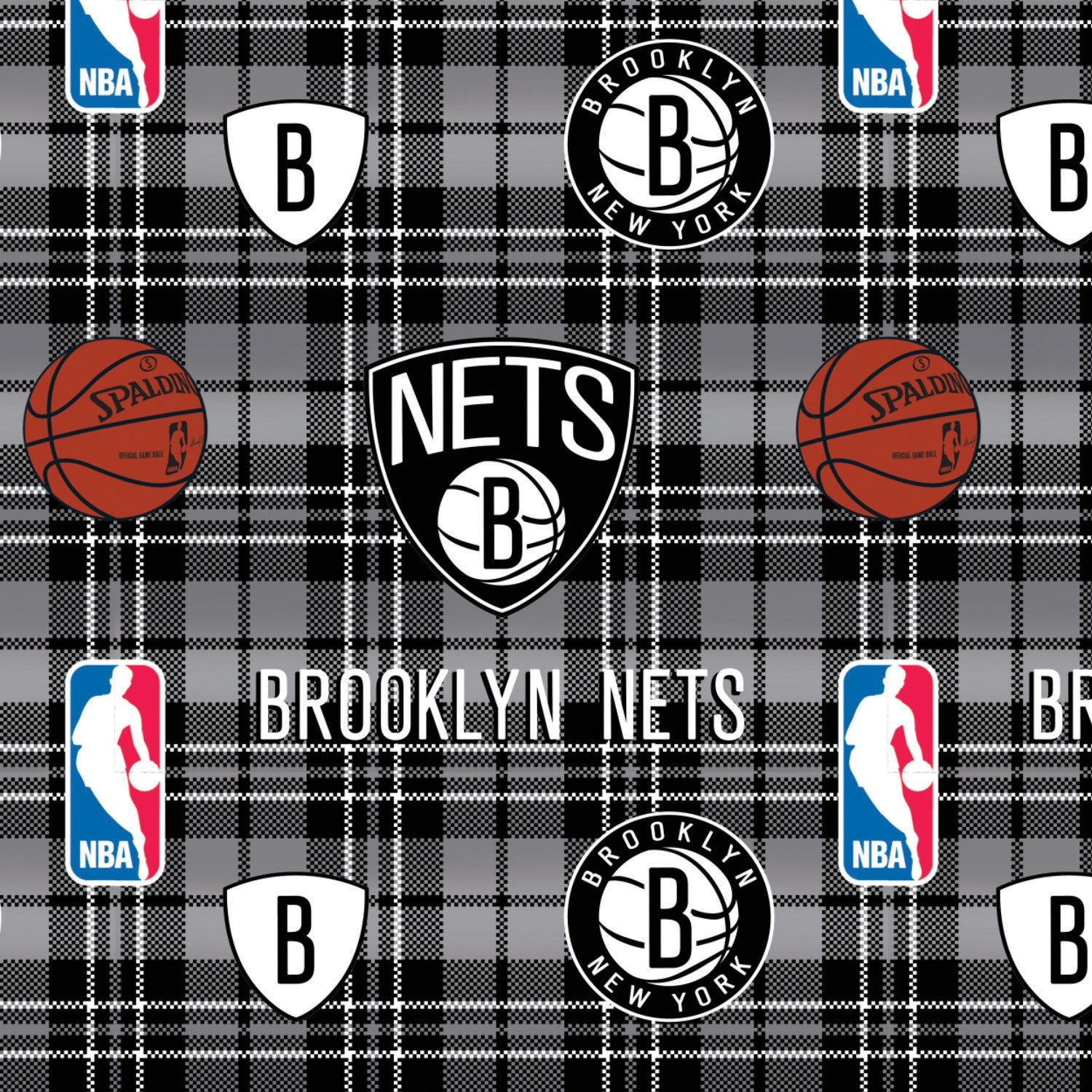 Brooklyn Nets Plaid - Printed Fleece by NBA