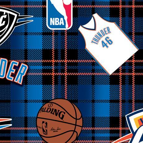 Oklahoma City Thunder Plaid - Printed Fleece by NBA