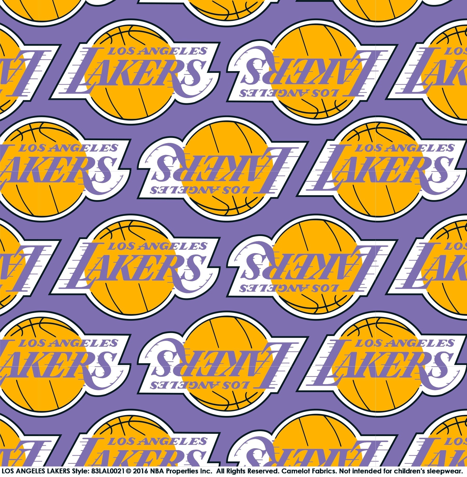 NBA- Los Angeles Lakers -Stacked Vintage Logo -2 Yard Cotton Cut
