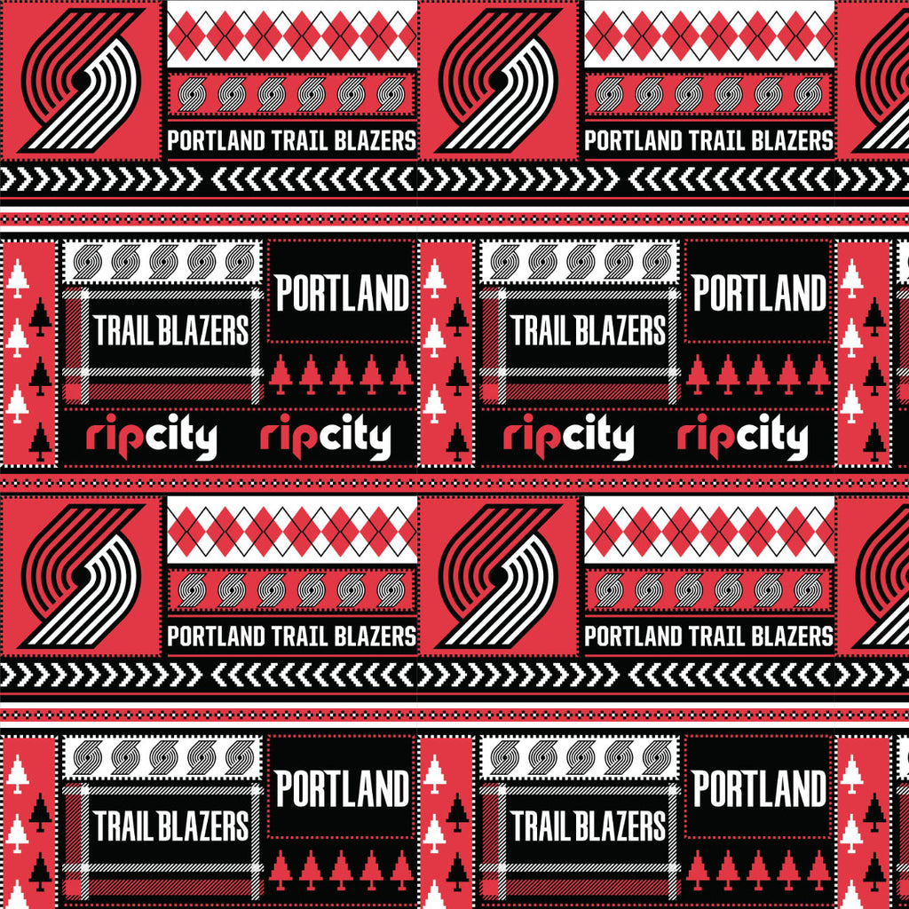 Minky NBA 2022 Collection - Portland Team Fair Isle - Red - Minky