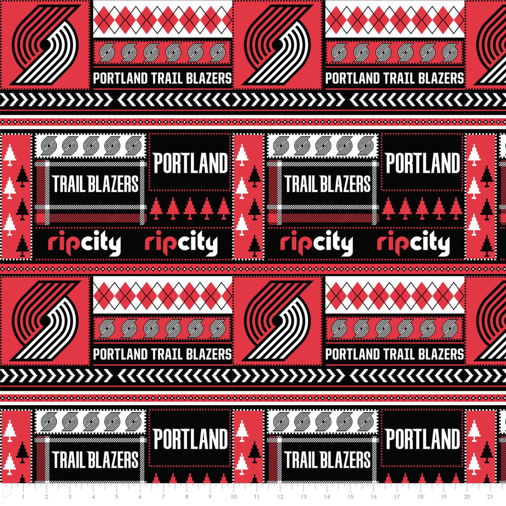 Minky NBA 2022 Collection - Portland Team Fair Isle - Red - Minky