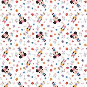 Disney - The Day of the Little World Collection- 2 Yard Cotton Cut - Minnie & Daisy - White