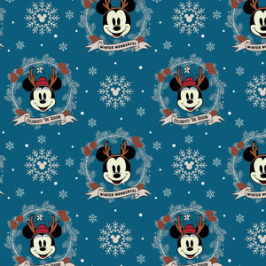 Character Winter Holiday III - Mickey Wreath - Cotton - Navy