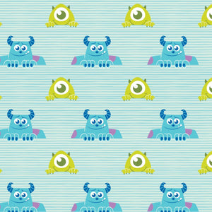 Monsters, Inc. by Disney-Pixar - Mike and Sully Stripe - Cotton - Aqua