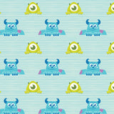 Monsters, Inc. by Disney-Pixar - Mike and Sully Stripe - Cotton - Aqua
