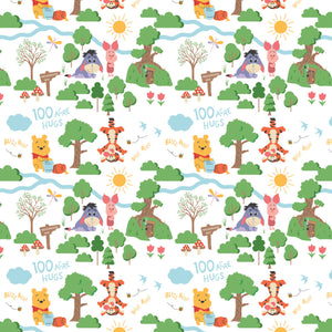 Disney - The Day of the Little World Collection-2 Yard Cotton Cut - Winnie The Pooh 100 Acres - White