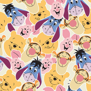 Disney Winnie the Pooh All About Me Collection - Pooh & Friends Faces Minky - Cream - Minky 85430707M-04
