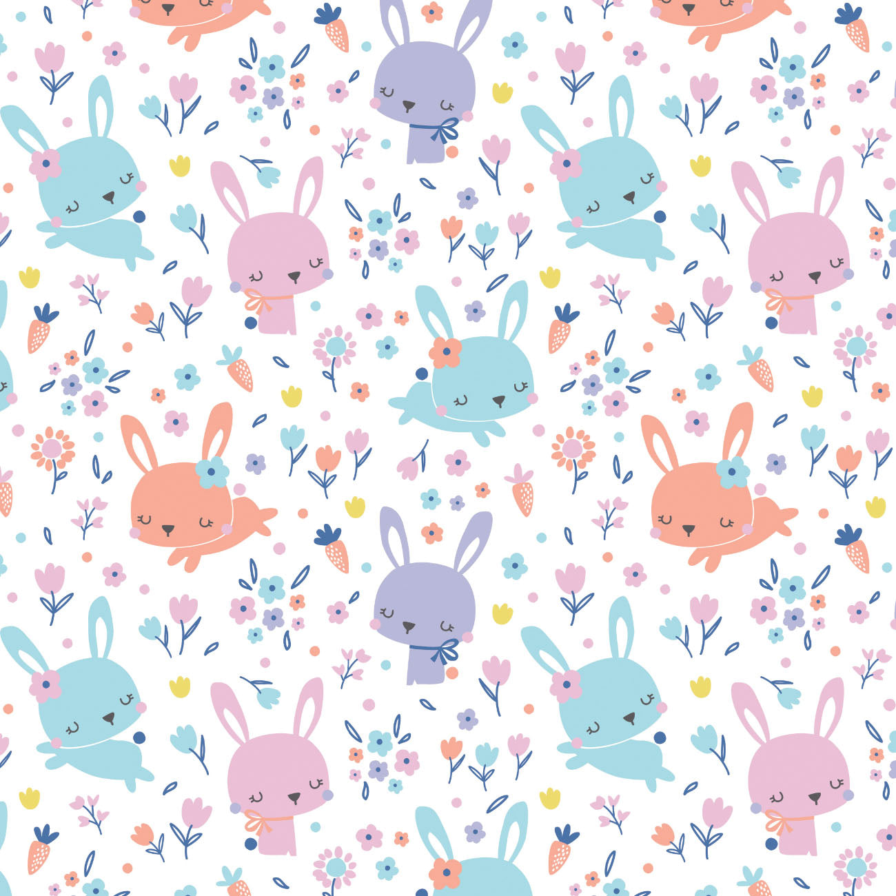 Printed Flannel-Bunny Heads Flannel-White-100% Cotton-89200201B-03