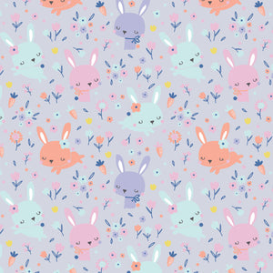 Printed Flannel-Bunny Heads Flannel-Light Purple-100% Cotton-89200201B-04