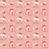 Snow Bunny - Printed Flannel by CDS - Pink