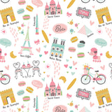 French Charm- Printed Flannel by CDS- White