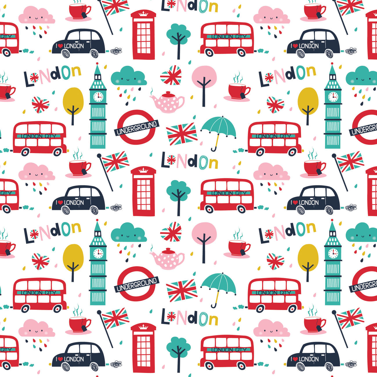 London Charm - Printed Flannel by CDS- White
