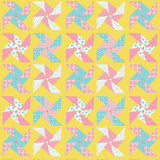 Pucker Up Collection - Floral Pinwheels - Yellow - Cotton