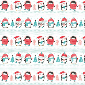 Merry Penguins Collection - Snow Day Stripe - White - Cotton 89220903-01