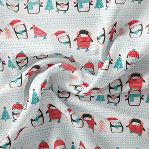 Merry Penguins Collection - Snow Day Stripe - White - Cotton 89220903-01