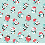 Merry Penguins Collection - Winter Penguin Toss  - Light Blue - Minky 89220904M-03