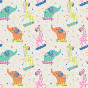 Printed Flannel-Party Animals Flannel-Cream-100% Cotton-89221102B-01