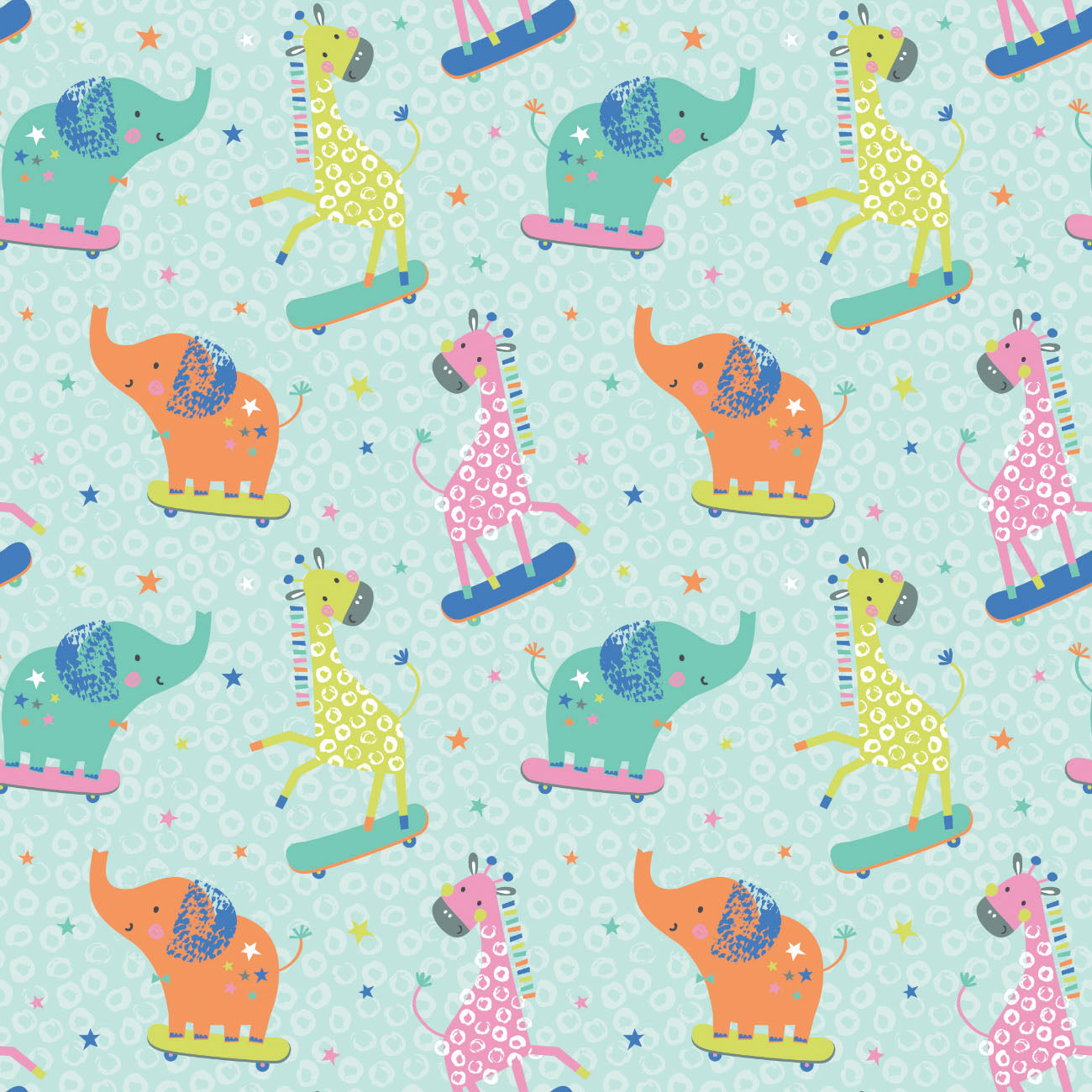 Printed Flannel-Party Animals Flannel-Aqua-100% Cotton-89221102B-02