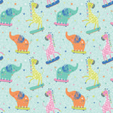 Printed Flannel-Party Animals Flannel-Aqua-100% Cotton-89221102B-02