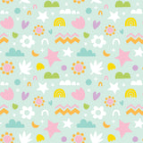 Printed Flannel-Happy Shapes Flannel-Aqua-100% Cotton-89221104B-02