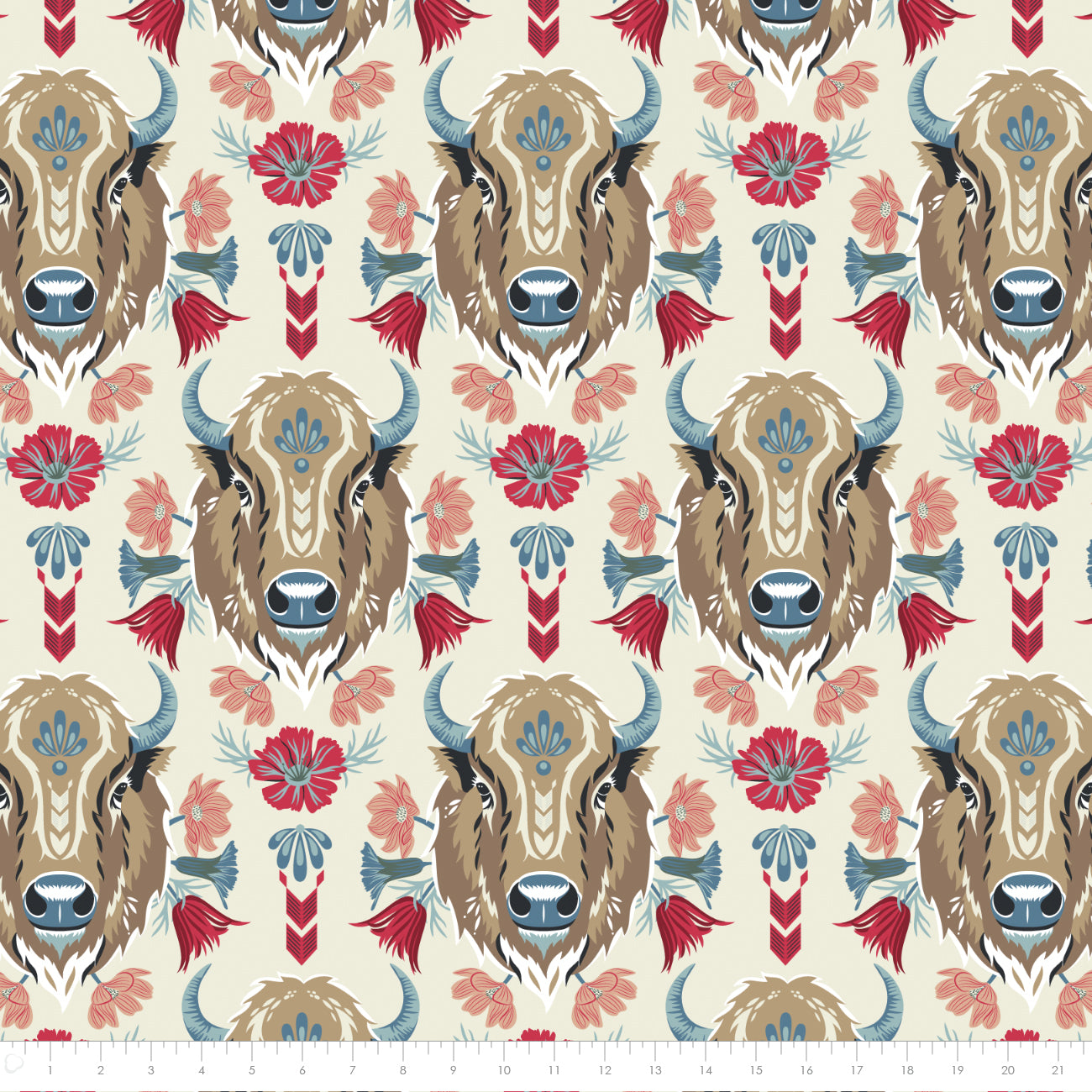 Prairies Collection - Bold Beautiful Bison Minky - Cream - Minky 90220101M-01