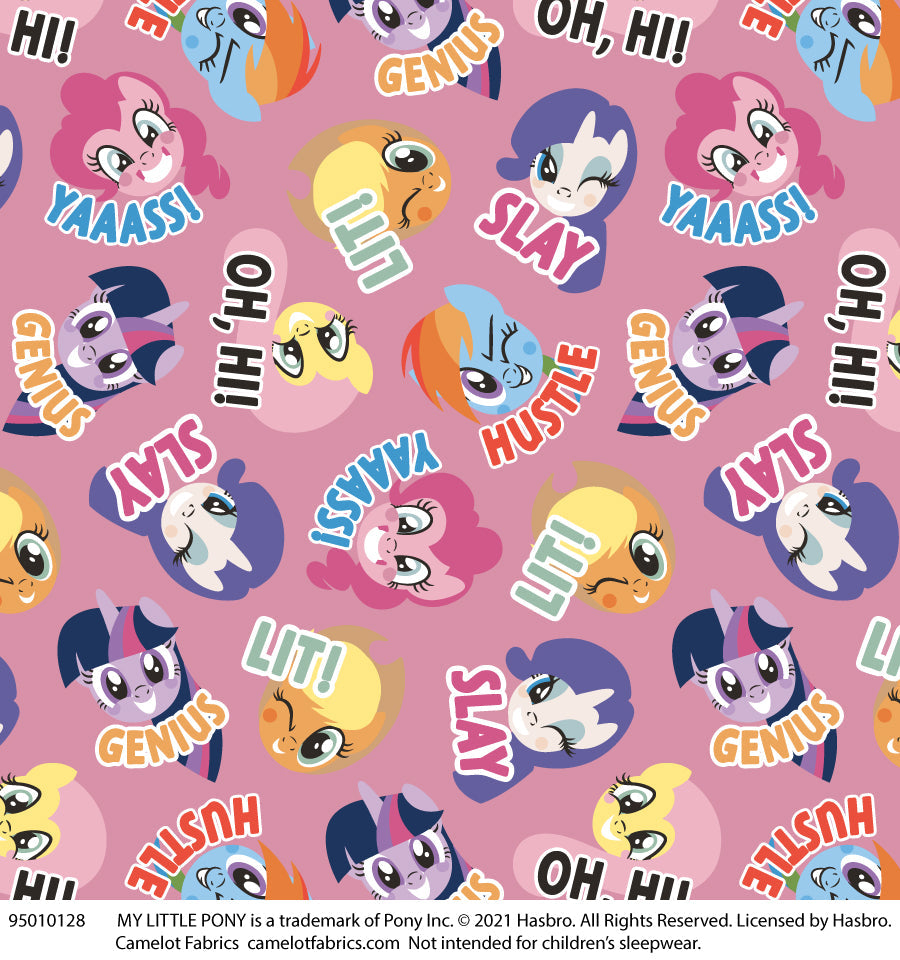 Hasbro  - My Little Pony II - 2 Yard Cotton Cut - Pony Toss - Pink