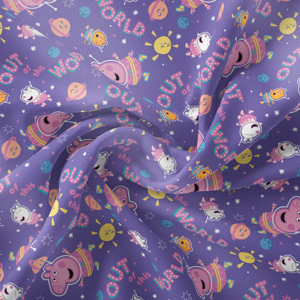 Peppa Pig Collection- Peppa Friends in Space - Cotton -Purple
