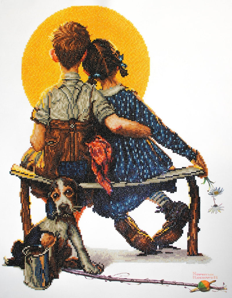 Camelot Dots Norman Rockwell Boy and Girl Gazing at the Moon