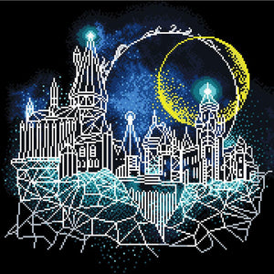 Camelot Dots Harry Potter Moon over Hogwarts Diamond Painting Kit