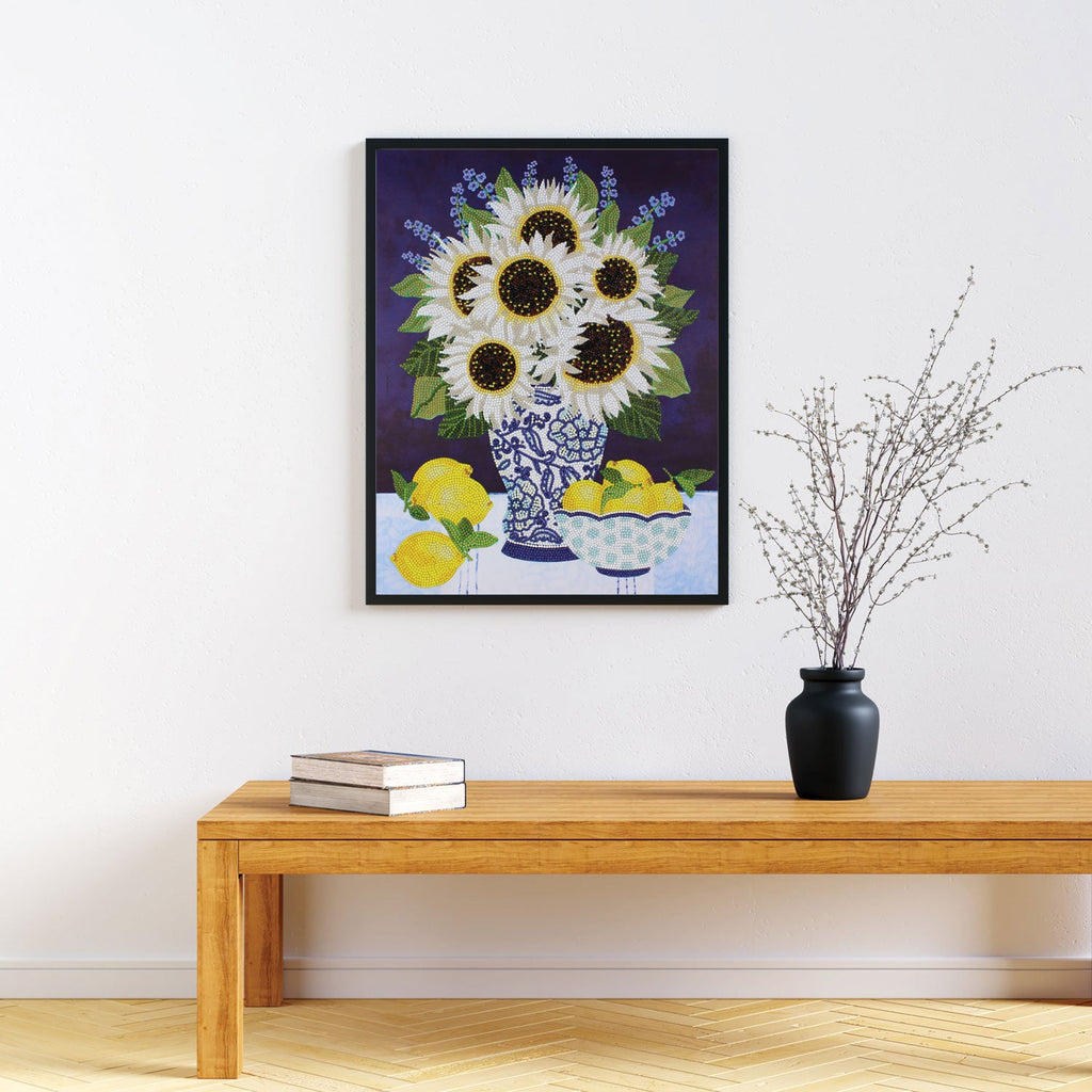 Camelot Dots -White Sunflowers Diamond Painting Kit