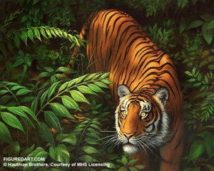 Figured'Art Peintures par numeros - Ensemble Cadre Tigre dans les fougères