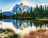 Figured'Art Peintures par numeros - Ensemble Toile enroulée Lac et Reflet de Montagne