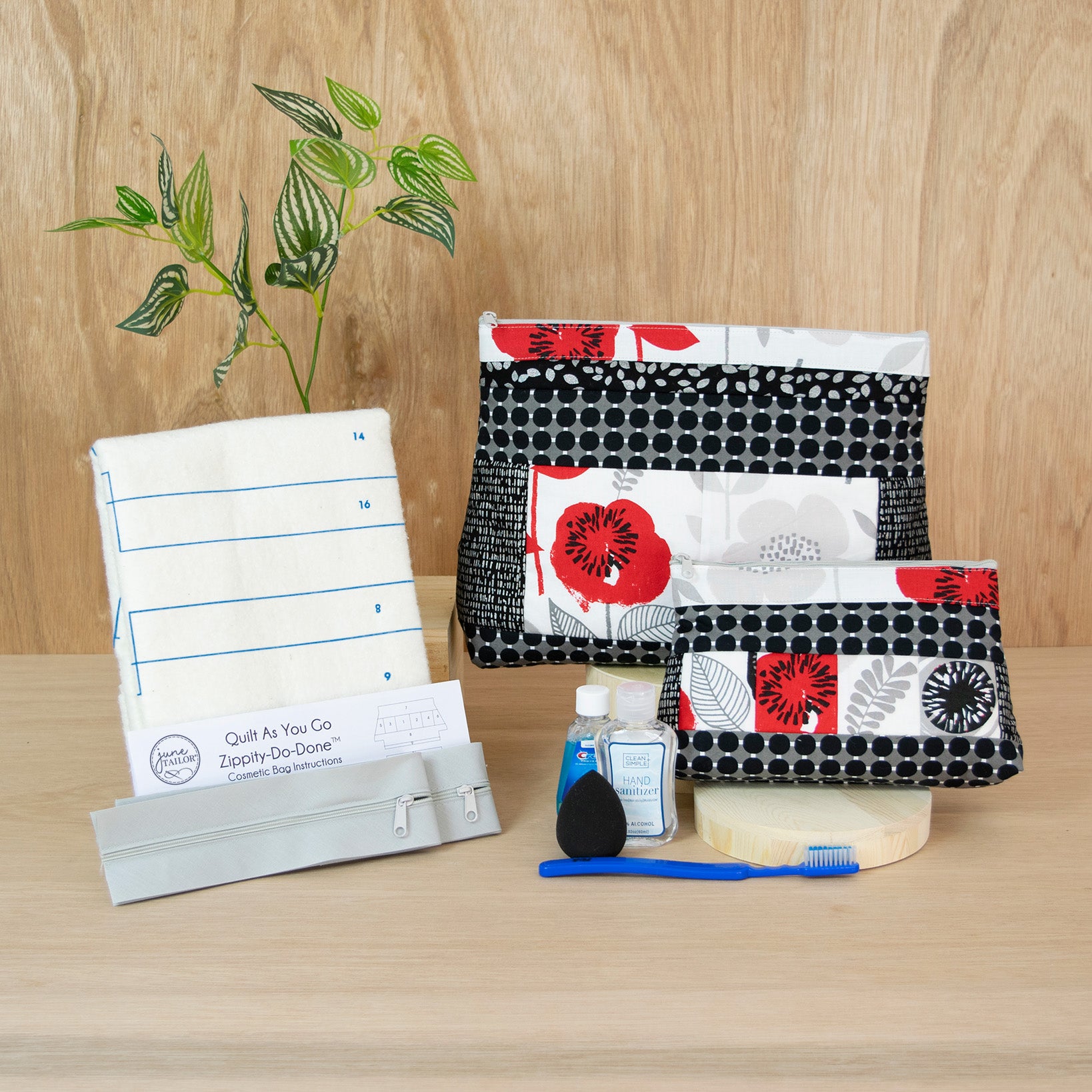 2023 June Tailor Collection-Zippity Do Done™ Cosmetic Bags (2) - QAYG LtGray zip-Kits with Zippity-Do-Done™