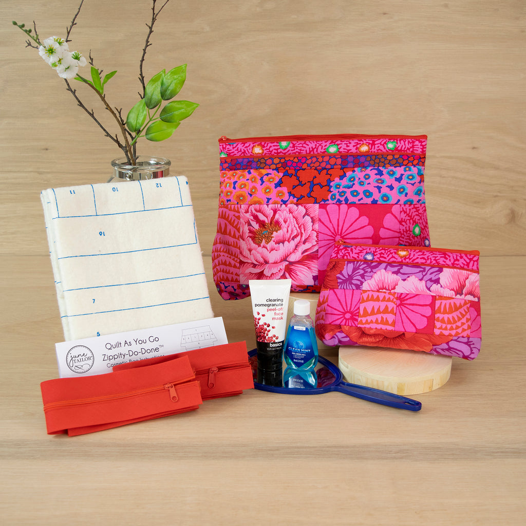 2023 June Tailor Collection-Zippity Do Done™ Cosmetic Bags (2) - QAYG Red zip-Kits with Zippity-Do-Done™