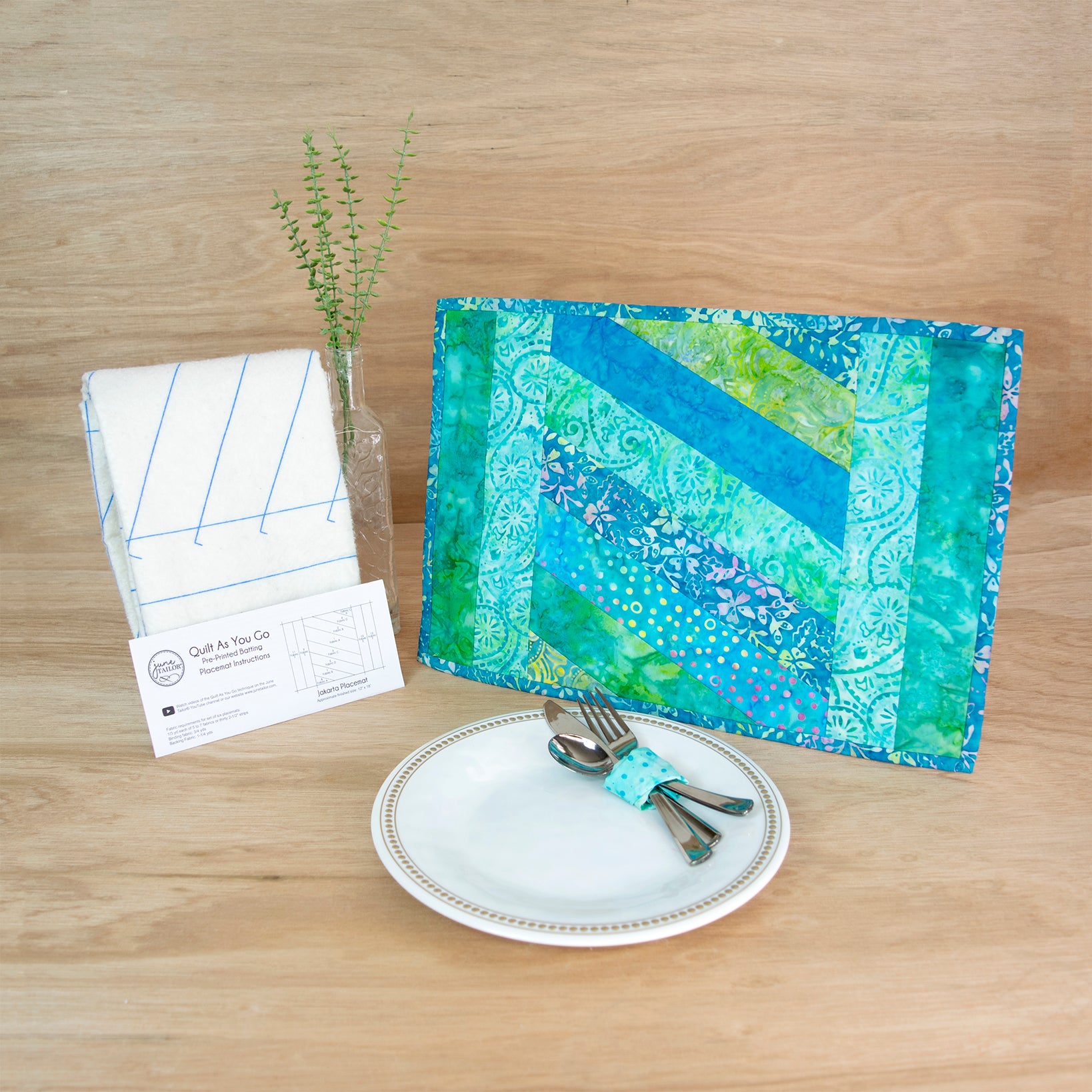 2023 June Tailor Collection-QAYG Placemats  - Jakarta - 6/pack-Quilt As You Go Placemats and Table Runners