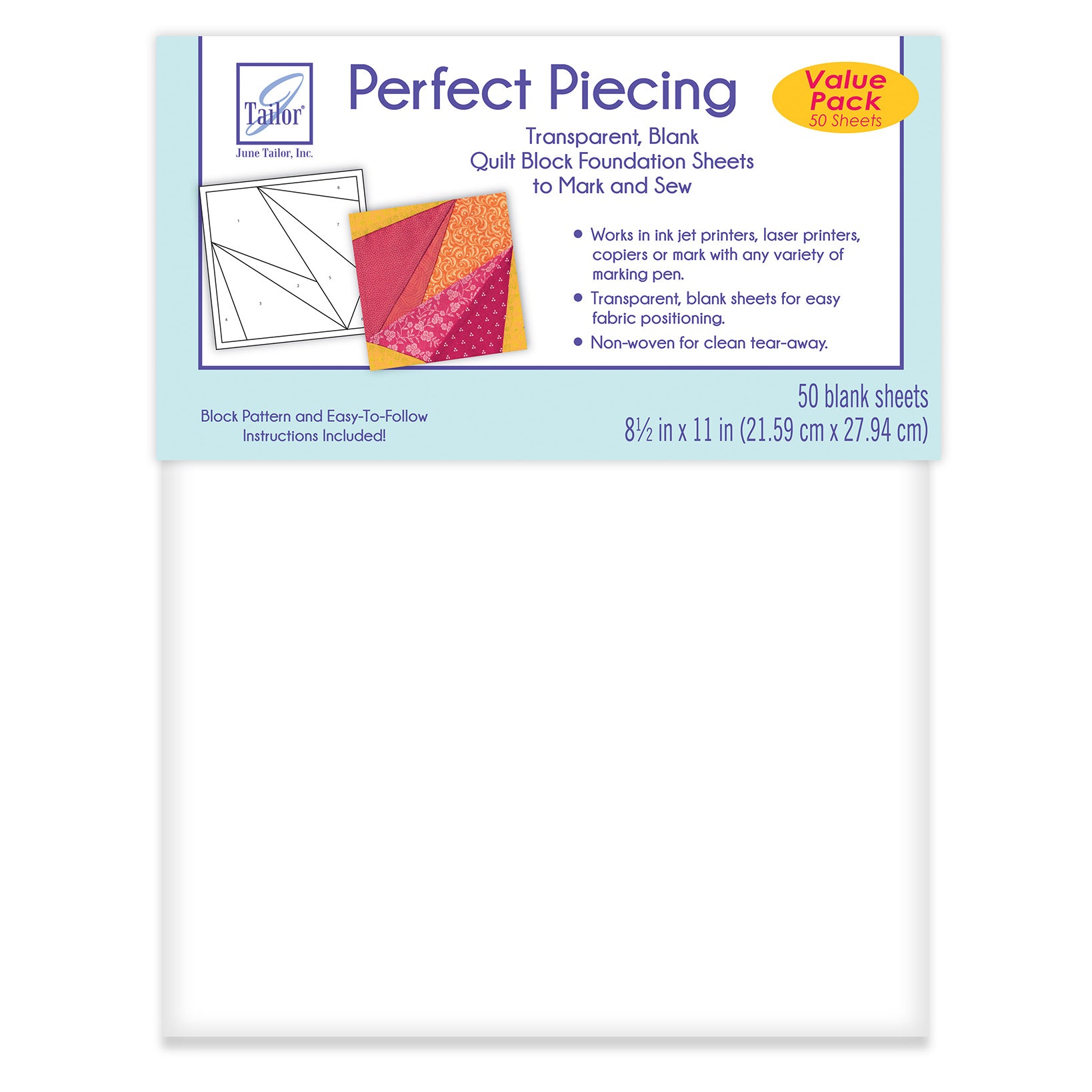 2023 June Tailor Collection-Perfect Piecing Quilt Block Foundation Sheets - 50-pack