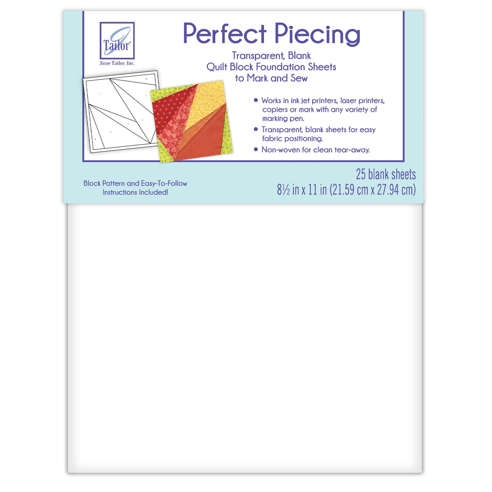 2023 June Tailor Collection-Perfect Piecing Quilt Block Foundation Sheets - 25-pack